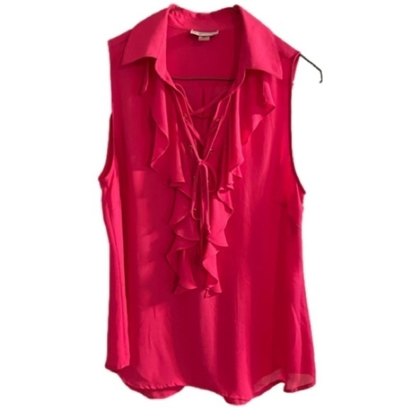 TAHARI ARTHUR S. CEVIE size small pink ruffle sleeveless top - Picture 5 of 9